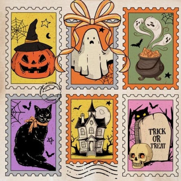 Retro Halloween Cat Ghost T-shirt - Picture 2 of 3